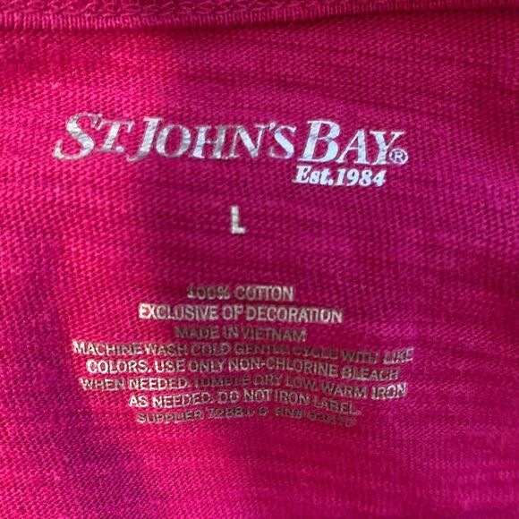 St Johns Bay Long Sleeve 100% Cotton V Neck Womens Top Size Large - Picture 6 of 6